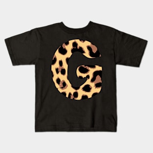 Copy of Letter G Initial Cheetah Monogram Sticker Kids T-Shirt